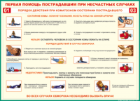 Таблица "Порядок действий при коматозном состоянии пострадавшего" (100х140 сантиметров, винил) - fgospostavki.ru - Тамбов