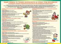 Таблица "Правила безопасности на уроках труда для девочек" (100х140 сантиметров, винил) - fgospostavki.ru - Тамбов