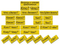 Набор магнитных карточек "Вопросы к членам предложения" (фон жёлтый) - fgospostavki.ru - Тамбов