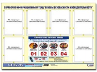 Стенд информационный "Основы безопасности жизнедеятельности" (80*110, 6 карманов) - fgospostavki.ru - Тамбов