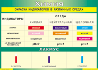 Таблица "Окраска индикаторов в различных средах" (100х140 сантиметров, винил) - fgospostavki.ru - Тамбов