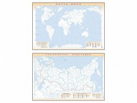 Фрагмент (демонстрационный) маркерный (двухсторонний) "Карта мира и Российской Федерации" (немая) с комплектом тематических магнитов - fgospostavki.ru - Тамбов