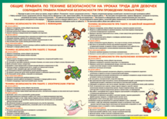 Таблица "Правила безопасности на уроках труда для девочек" (100х140 сантиметров, винил) - fgospostavki.ru - Тамбов