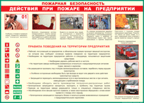 Таблица "Действия при пожаре на предприятии" (100х140 сантиметров, винил) - fgospostavki.ru - Тамбов