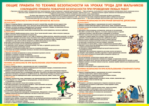 Таблица "Правила безопасности на уроках труда для мальчиков" (100х140 сантиметров, винил) - fgospostavki.ru - Тамбов