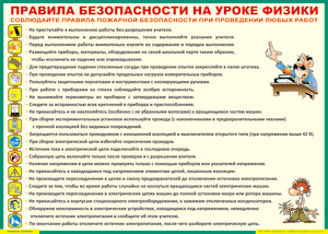 Таблица "Правила безопасности на уроке физики" (100х140 сантиметров, винил) - fgospostavki.ru - Тамбов