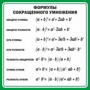 Стенд "Формулы сокращенного умножения" Вариант 2 - fgospostavki.ru - Тамбов