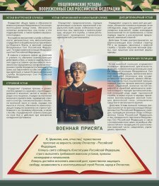 Стенд "Уставы. Закон военной службы. Военная присяга" - fgospostavki.ru - Тамбов