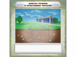 Магнитно-маркерная доска "Макеты убежищ и простейших укрытий" с комплектом фолий и тематических магнитов - fgospostavki.ru - Тамбов