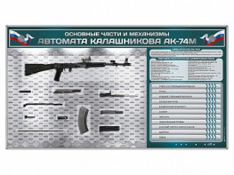 Электрифицированный стенд "Основные части и механизмы автомата Калашникова АК-74М" с полноразмерными, оригинальными макетами деталей и механизмов под стеклом - fgospostavki.ru - Тамбов