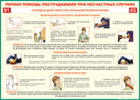 Таблица "Порядок действий при опасном кровотечении" (100х140 сантиметров, винил) - fgospostavki.ru - Тамбов