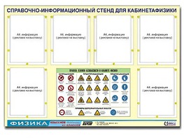 Стенд информационный "Правила техники безопасности в кабинете физики" (80х110, 6 карманов) - fgospostavki.ru - Тамбов