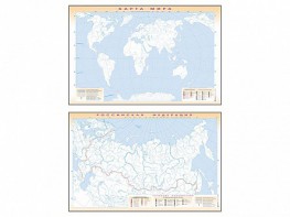 Фрагмент (демонстрационный) маркерный (двухсторонний) "Карта мира и Российской Федерации" (немая) с комплектом тематических магнитов - fgospostavki.ru - Тамбов